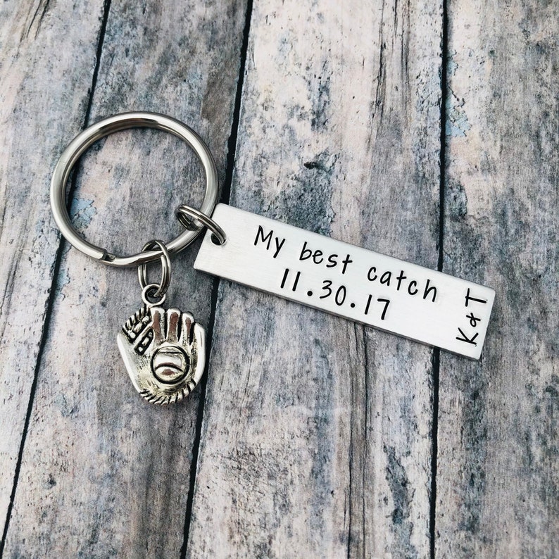 My Best Catch, Personalised Baseball Keychain Valentines Day Gifts For Him or Her