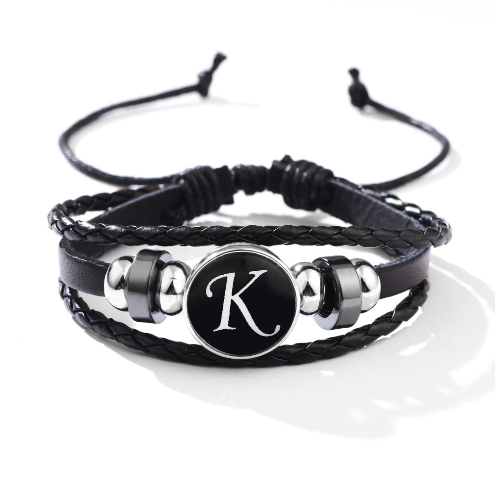 26 Letter Leather Braided Bracelets A-Z Initial Alphabet Beaded Bracelet Gifts for Women Men-Jessemade AU
