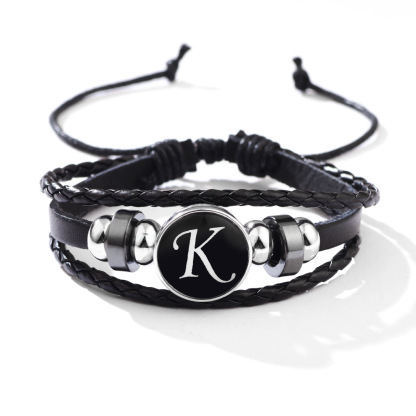 26 Letter Leather Braided Bracelets A-Z Initial Alphabet Beaded Bracelet Gifts for Women Men-Jessemade AU