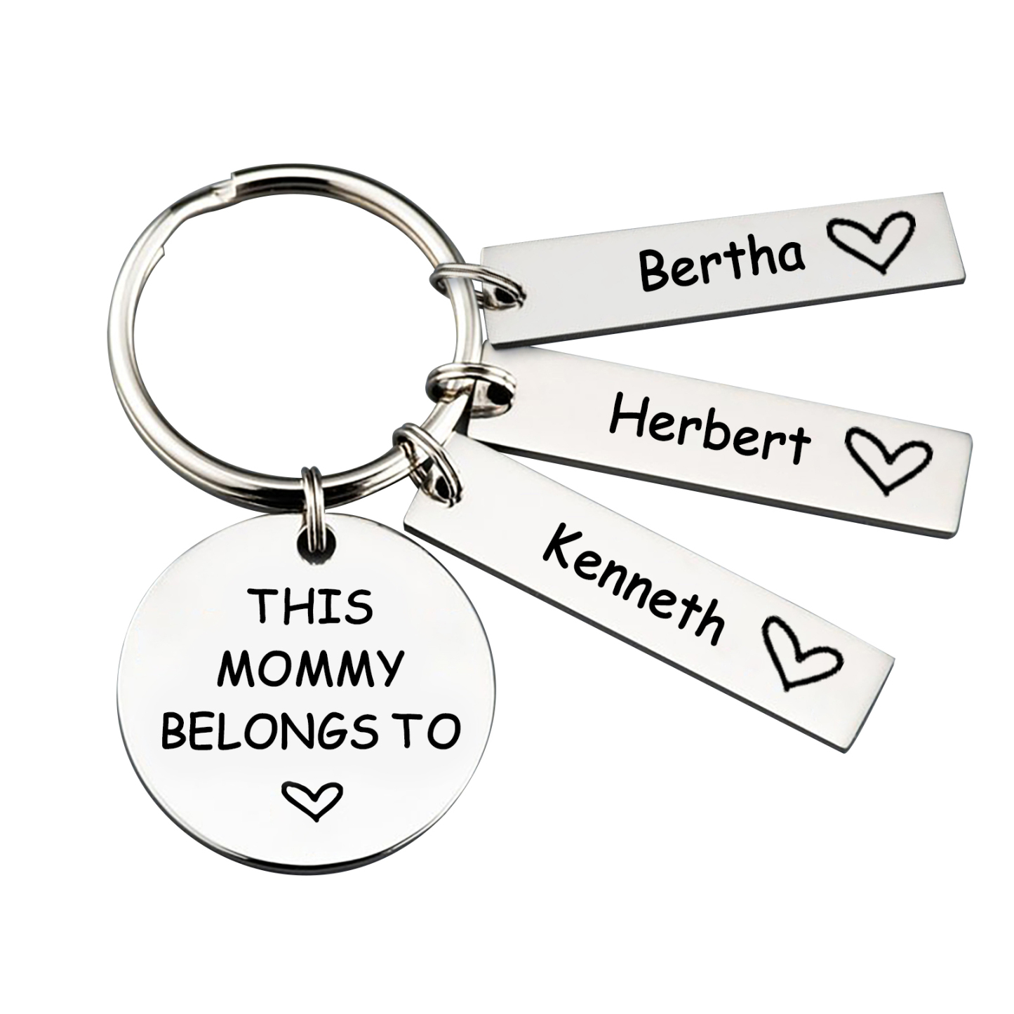 3 Names - Personalised Name Keychain Stainless Steel Keychain Special Gift for Mommy/Mummy-Jessemade AU