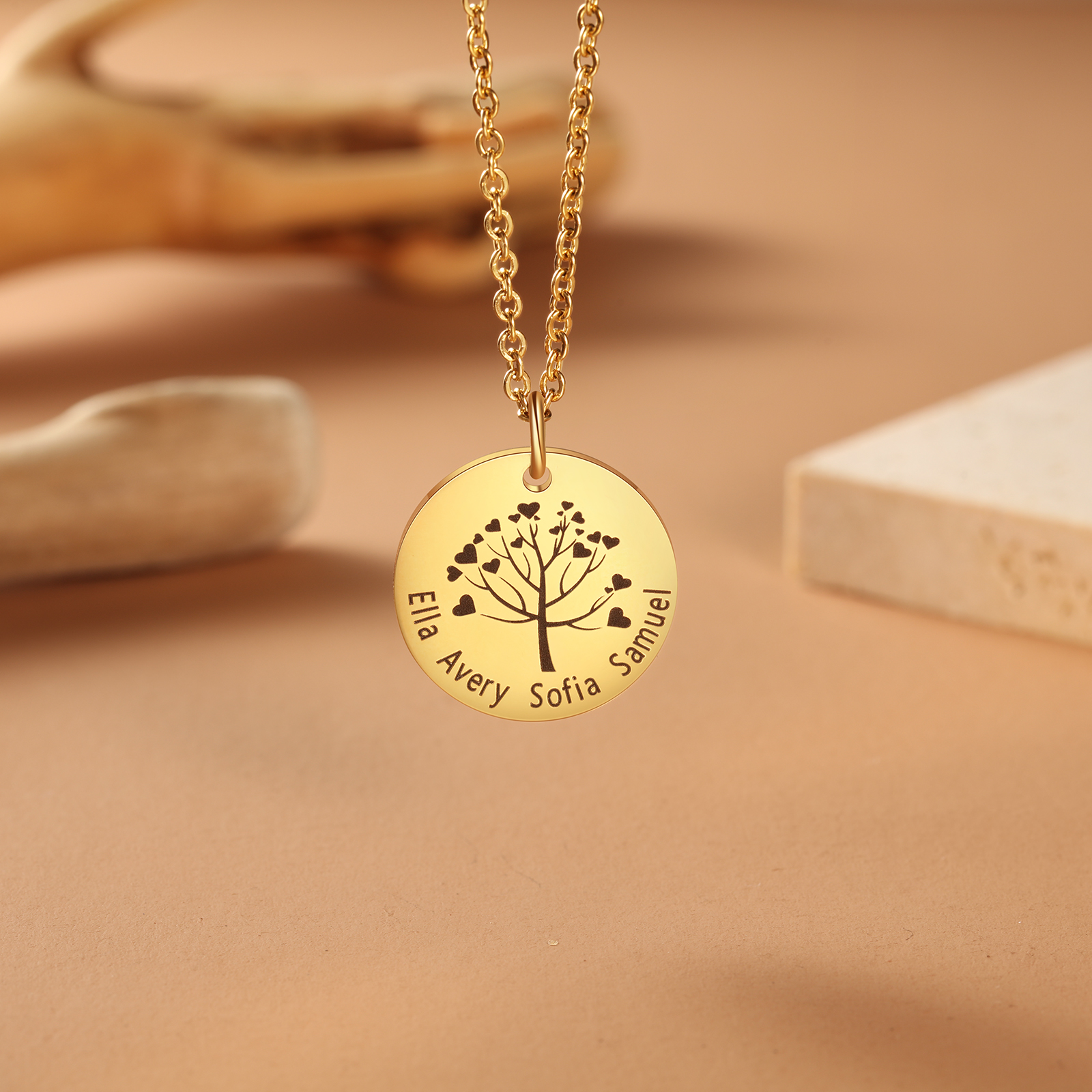 Personalised 3 Names Women's Tree Necklace-Jessemade AU