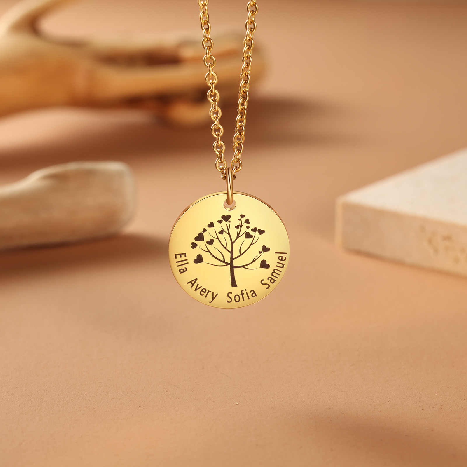 Personalised 3 Names Women's Tree Necklace-Jessemade AU
