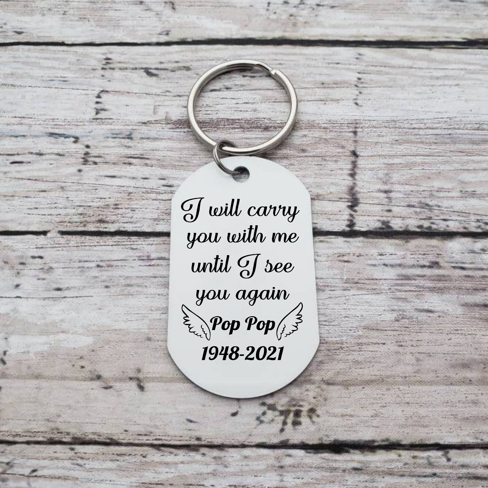 Personalised Memorial Photo Keychain Custom Name & Text Keychain Commemorate Deceased Loved Ones - I Will Carry You With Me Until I See You Again -Jessemade AU