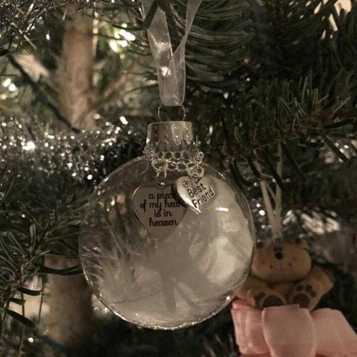 Personalised Name Feather Ball Memorial Ornament A Piece of My Heart Is In Heaven-Jessemade AU