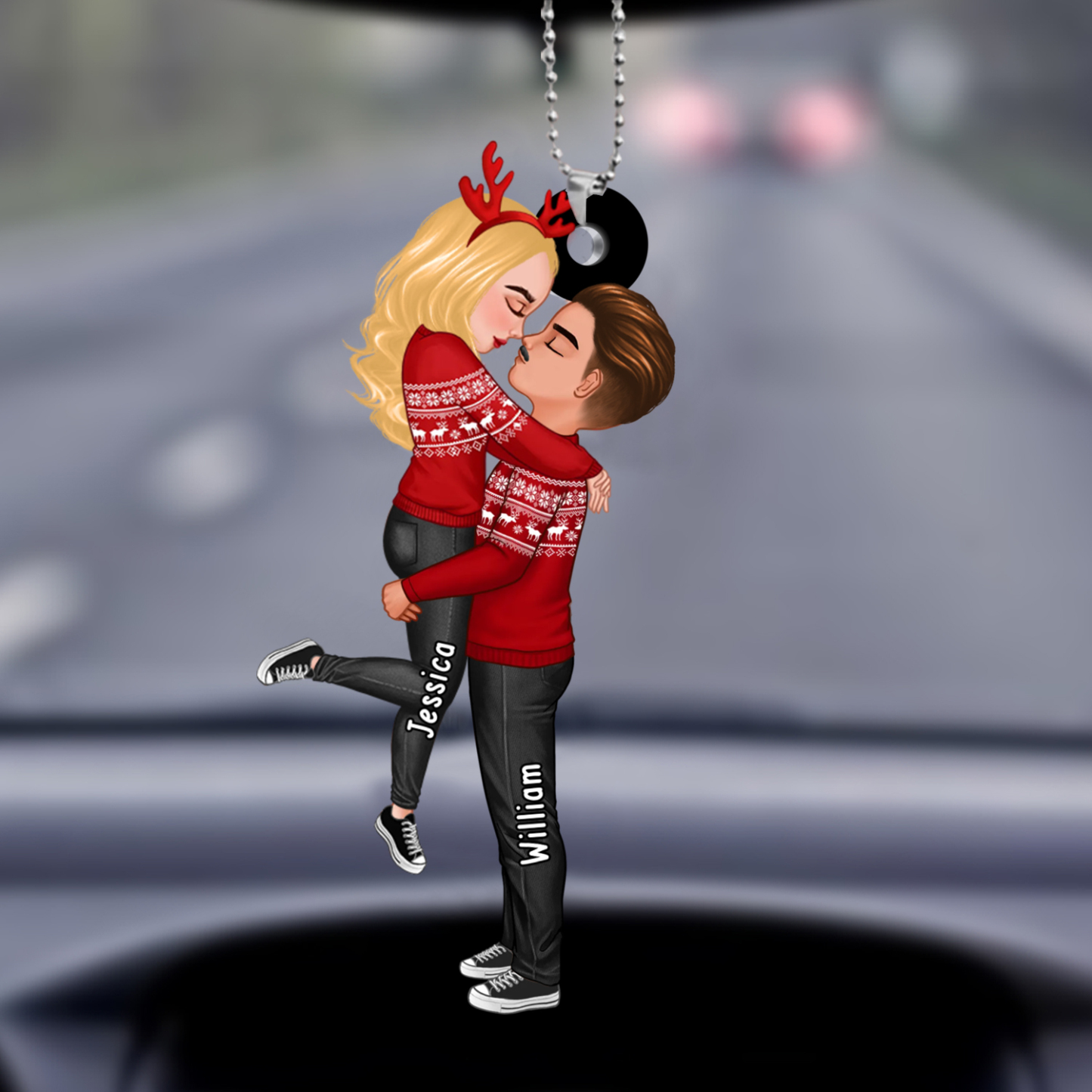 Personalised Couple Hugging Christmas Ornaments Customised 2 Names Acrylic Hanging Ornament Gifts for Couples-Jessemade AU