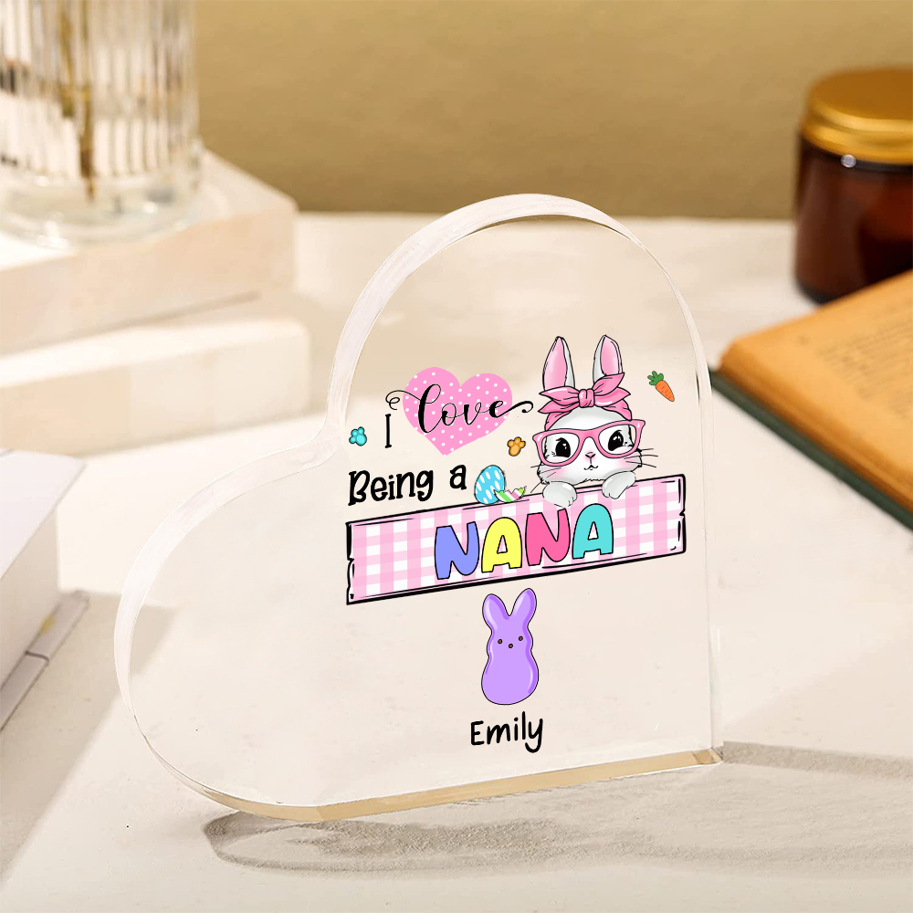 2 Names - Personalised Acrylic Heart Keepsake Custom Names Bunny Ornaments Gifts for Grandma/Mother-Jessemade AU