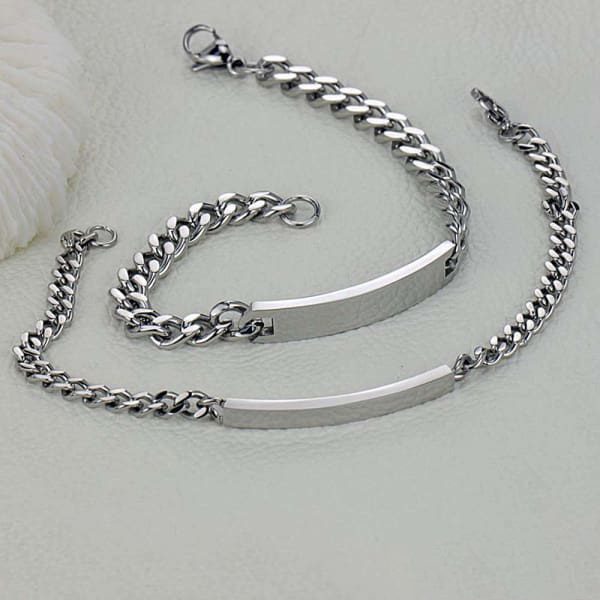 Personalised Cuban Chain Couple Bracelets Custom Names Matching Bracelet Love Gifts-Jessemade AU