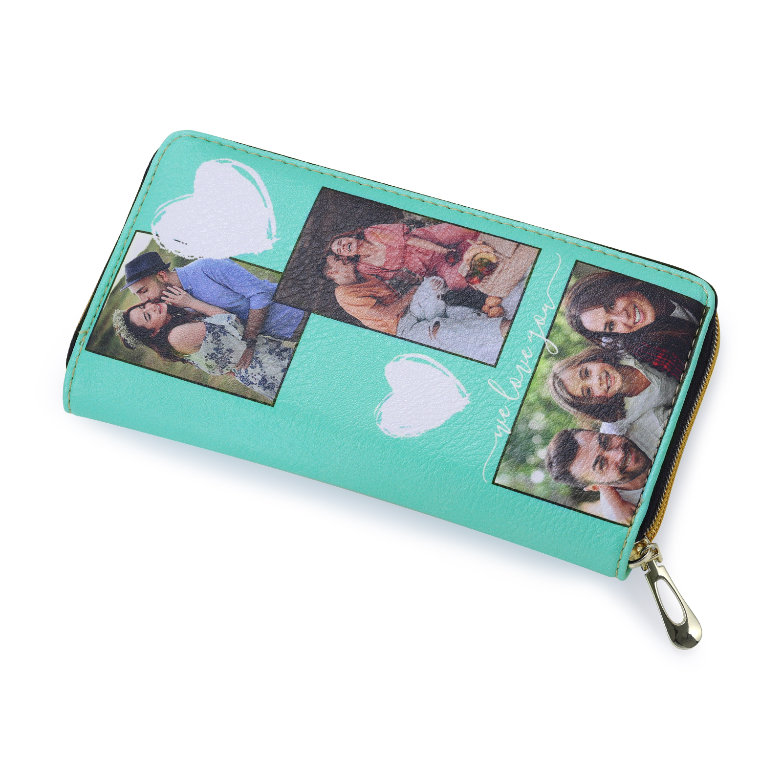 Long Purse Personalised Leather Wallet Engraved 6 Photos Zip Wallet Gifts for Her-Jessemade AU