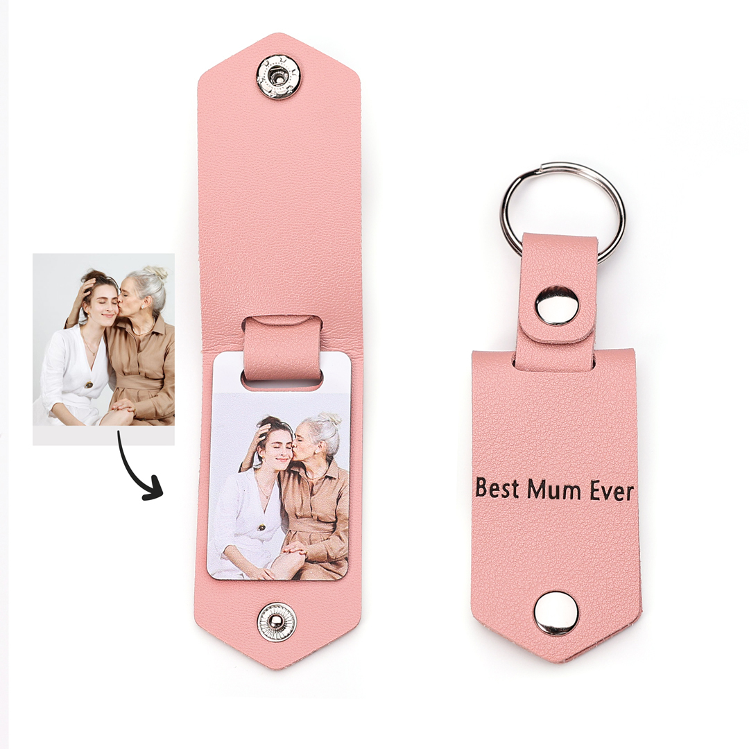 Personalised Photo Keychain Custom Text Leather Keyring Couple Keychain Gifts for Him/her-Jessemade AU