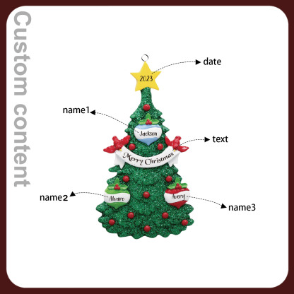 3 Names - Personalised Christmas Tree Ornaments Custom Text & Year Wooden Christmas Pendant Gifts for Family Friends-Jessemade AU