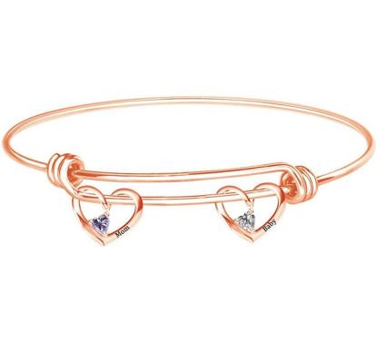 Personalised Heart Bracelet With 3 Birthstones Engraved Names Bracelet Gift For Women-Jessemade AU