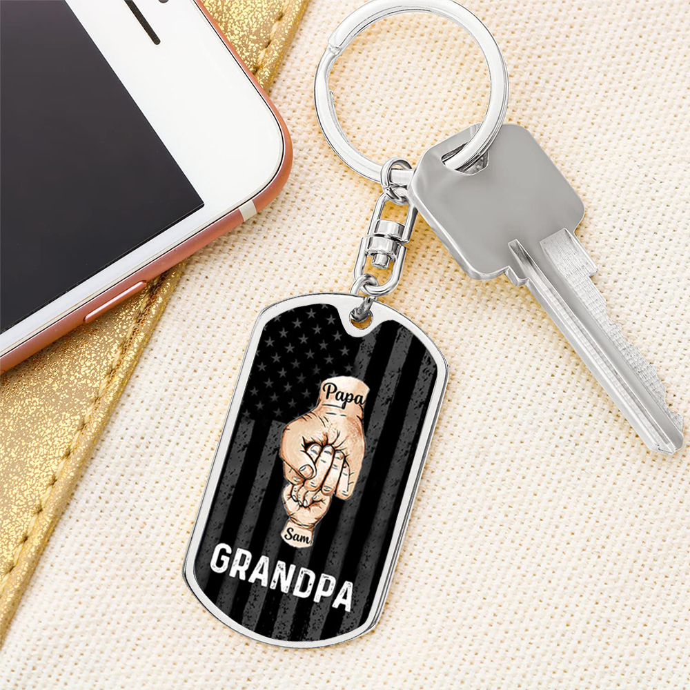 Personalised Fist Bump Keychain Engrave 2 Names For Father/Grandpa-Jessemade AU