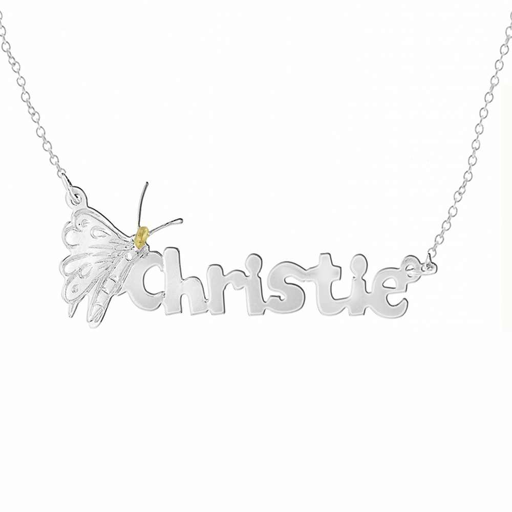 Personalised Butterfly Necklace Custom 1 Name Necklace Gift For Women-Jessemade AU