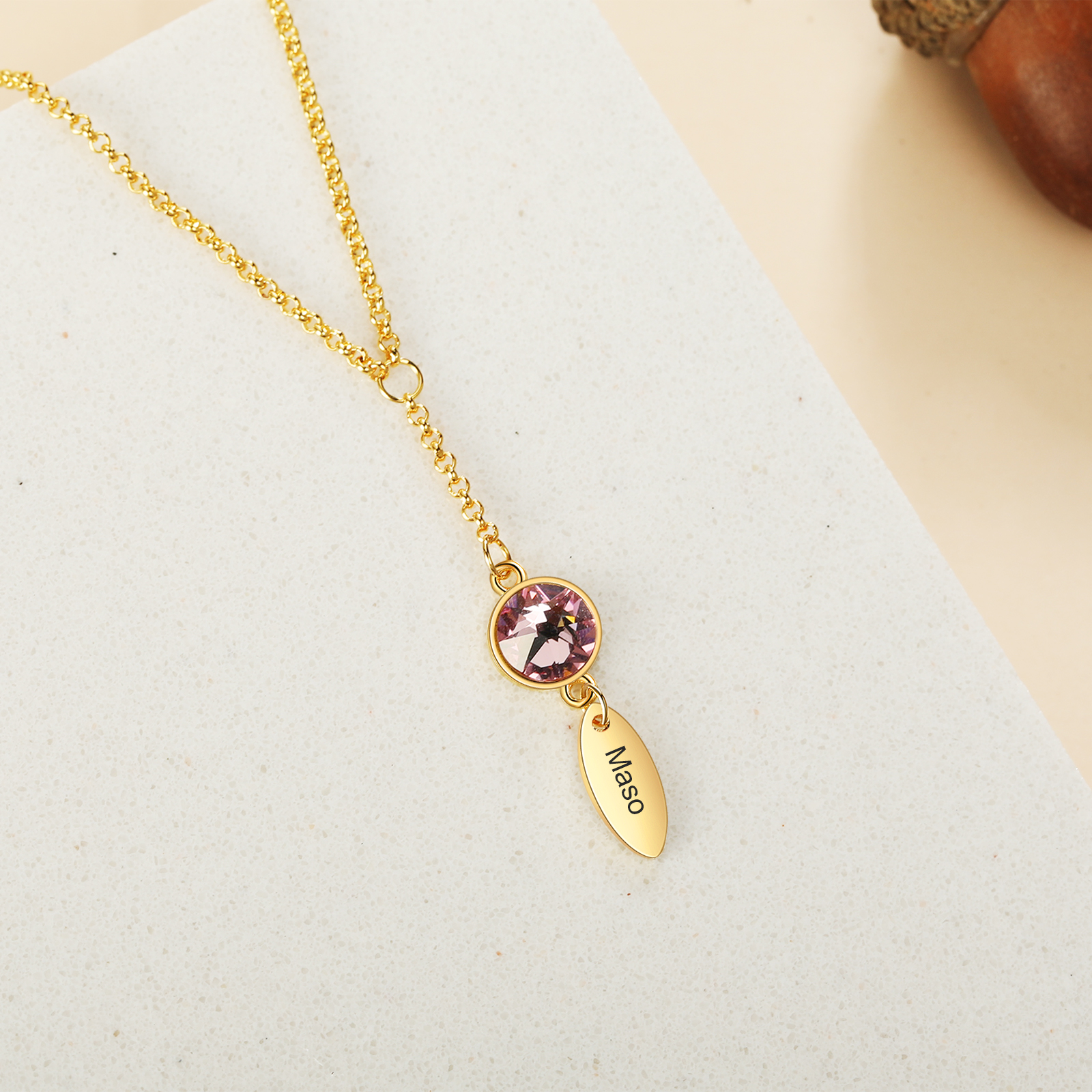 Personalised Bar Necklace With 1 Birthstones Engraved Name Necklace Best Gift For Mother-Jessemade AU