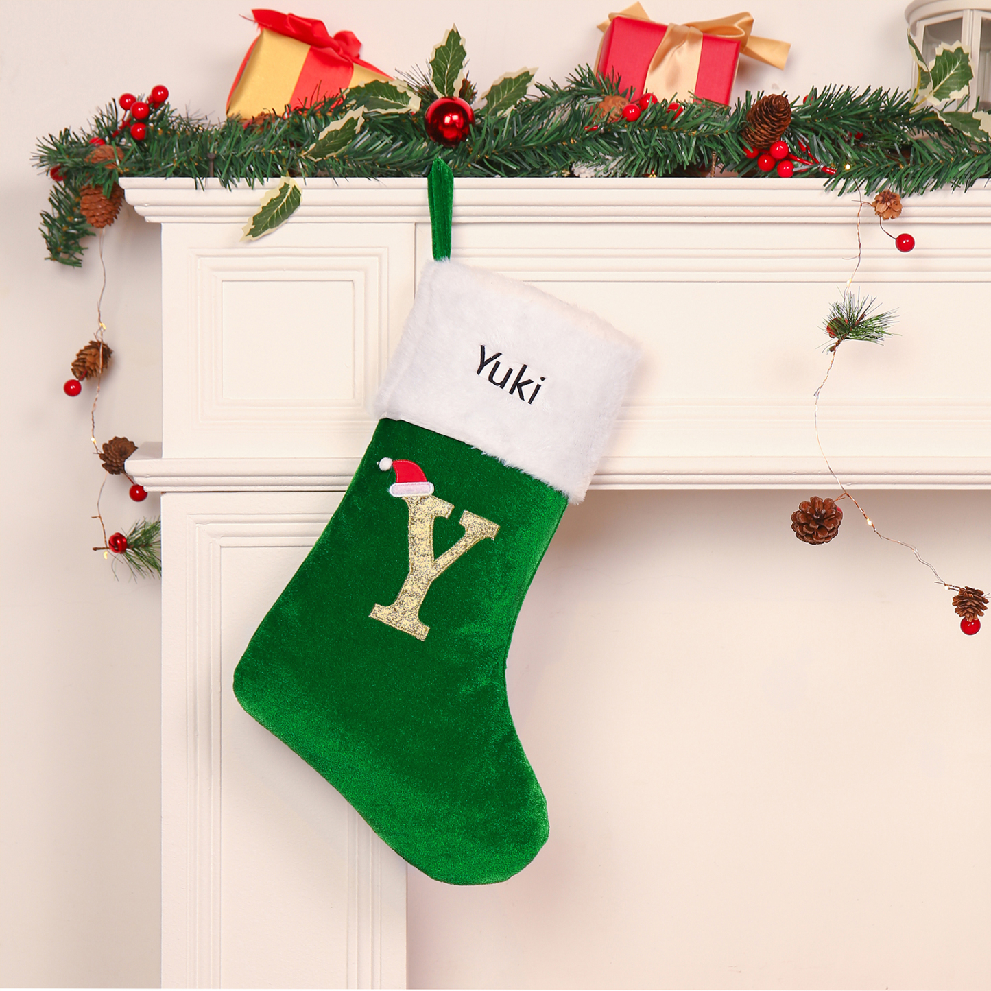 Christmas Letter Stockings Ornaments Custom 1 Name Fireplace Sock Decor Personalised Gifts for Family Friends-Jessemade AU