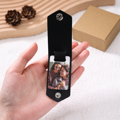 Personalised Photo Keychain Custom Text Leather Keyring Couple Keychain Gifts for Him/her-Jessemade AU
