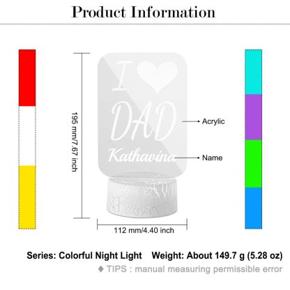 Custom name 7 colour Discoloured Night Light Engraved 1 Names Home Decoration Family Gifts-Jessemade AU