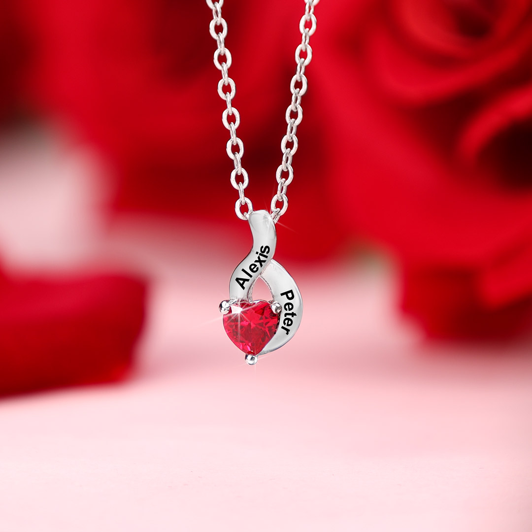 1 Name - Personalised Pendant Necklace Customised Names & Birthstones Necklace Birthday Gift for Women Girls-Jessemade AU