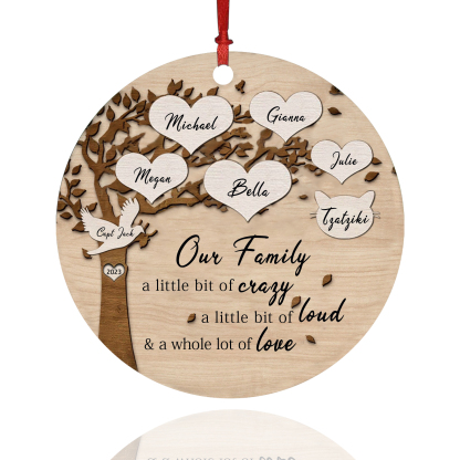 7 Names - Personalised Christmas Tree Ornaments Tree of Life Pendant with Name Wooden Gifts for Family and Friends-Jessemade AU