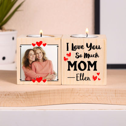 Personalised Photo Block Candle Holder I Love You So Much Wooden Candlesticks for Mother-Jessemade AU