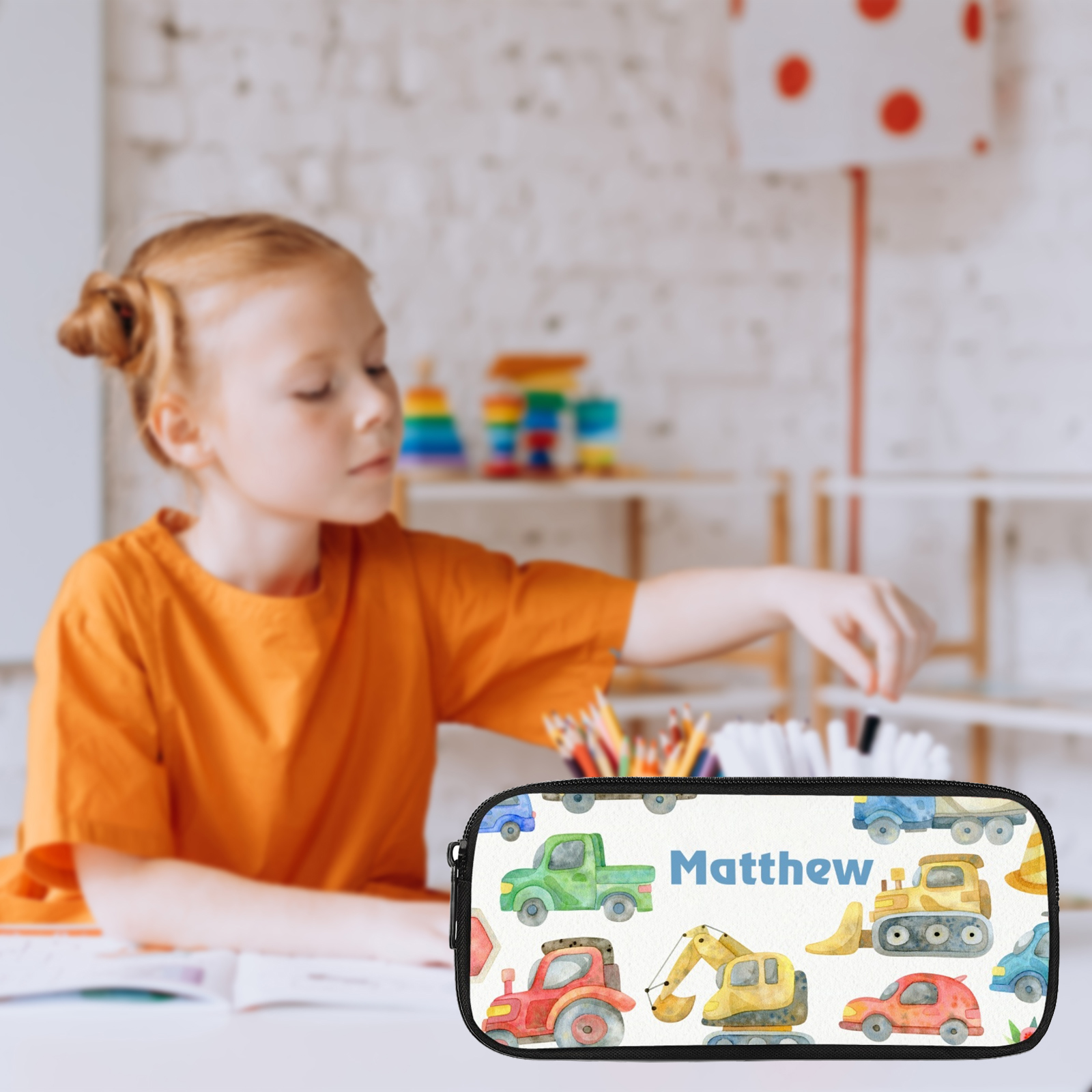 Personalised  Name Pencil Case Cars Pen Bag Zipper Back to School Gifts for Student-Jessemade AU