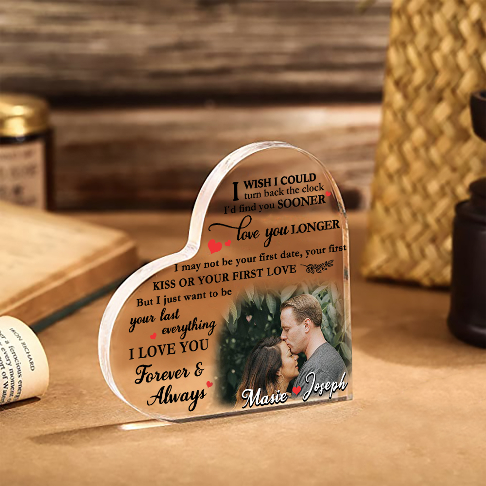 Couple Acrylic Heart Keepsake Custom 2 Names & Photo Ornament Valentine's Day Gift -  I Just Want To Be Your Last Everything -Jessemade AU