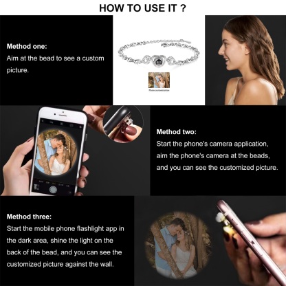 Heart Chain Projection Bracelet Personalised Photo Bracelet Creative Gift for Her-Jessemade AU