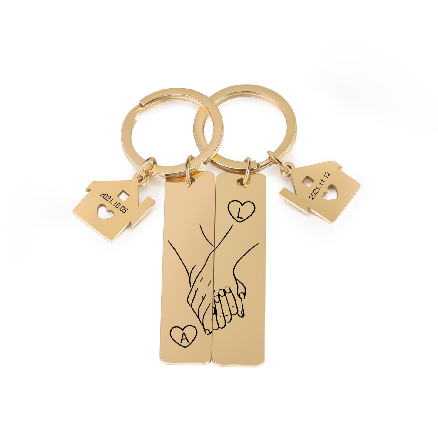 To My Man/My Love Keychain Holding Hands Couple Keychain Set Personalised Date Initial Keyring Matching Couple Gifts-Jessemade AU