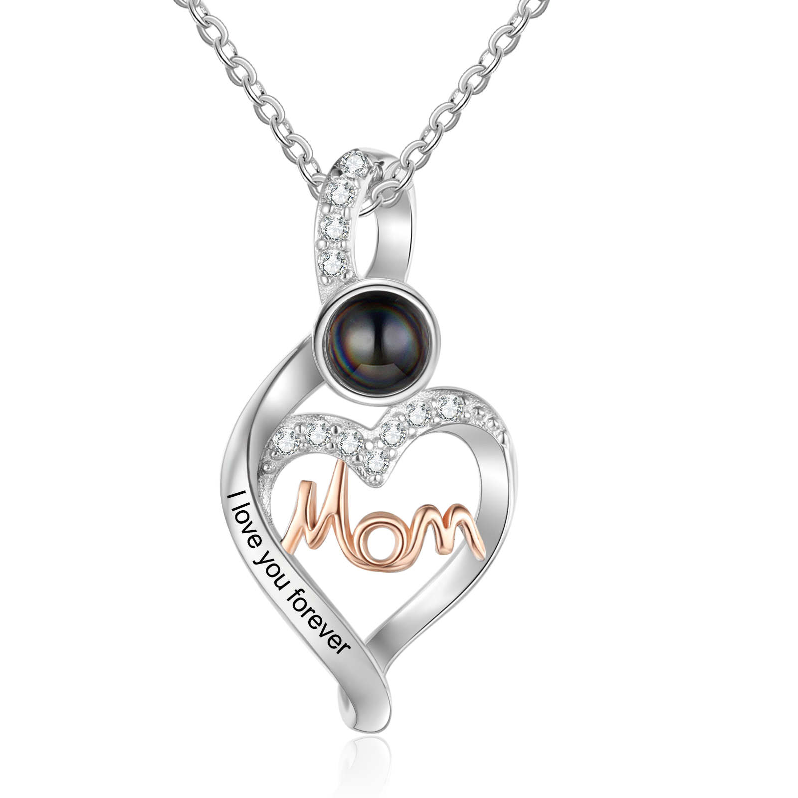 Personalised Mom Projection Necklace Custom Photo Heart Necklace for Mother's Day-Jessemade AU