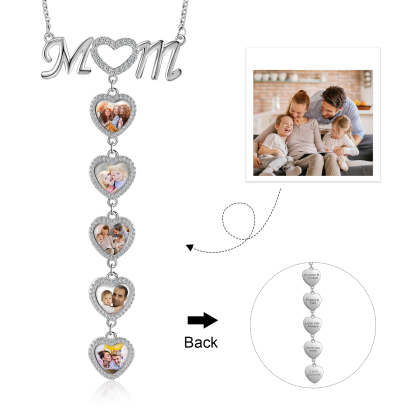 Mother's Day Gifts Personalised Mom Necklace Custom 5 Photos Heart Necklace for Mom-Jessemade AU