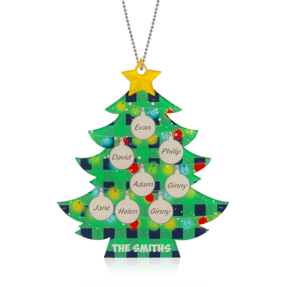 8 Names - Personalised Acrylic Christmas Tree Ornaments Customised Text & Name Xmas Pendant Gifts for Family Friends-Jessemade AU
