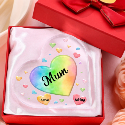 2 Names - Personalised Acrylic Heart Keepsake Custom Text Colourful Hearts Ornament Gift for Mother/Grandma-Jessemade AU