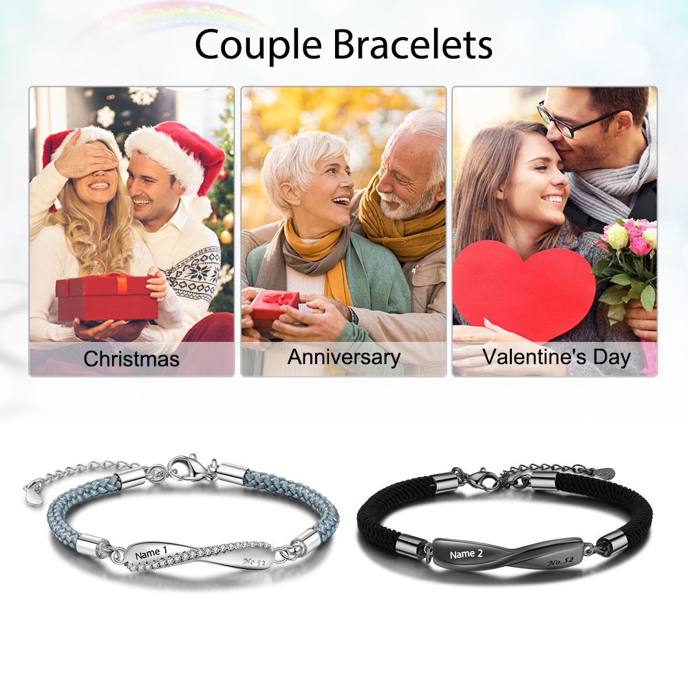 Customised Couple Bracelets Engrave Names Matching Bracelet Love Gifts-Jessemade AU