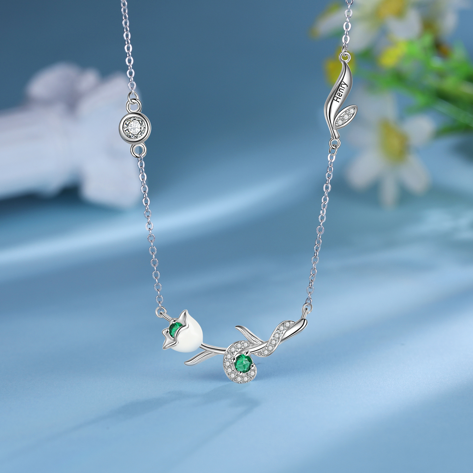Personalised May Birthflower Necklace With Birthstone Best Gift For Her-Jessemade AU