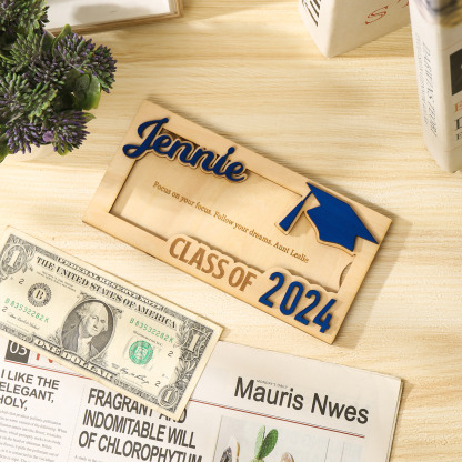 Class of 2024 Personalised Graduation Cash Clip Custom Name & Text Cash Box Creative Gifts for Her/Him-Jessemade AU