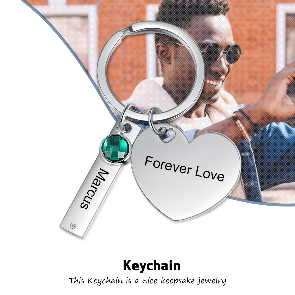 Personalised Birthstone Keychain Engraved 1 Names Keychain Gifts For Her-Jessemade AU