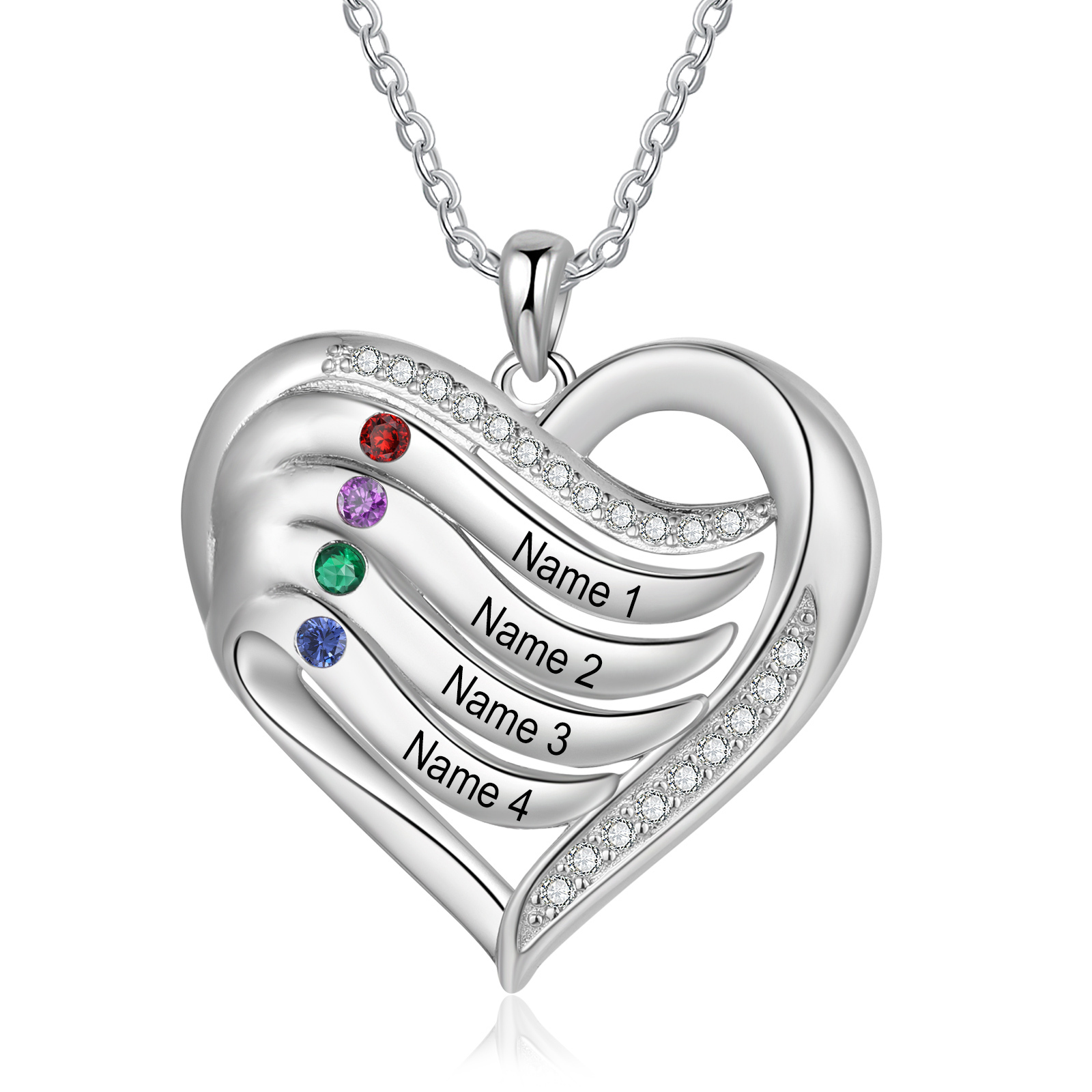 Personalised Intertwined Heart Pendant Necklace Custom 4 Birthstones & 4 Names Necklace Gifts for Her-Jessemade AU