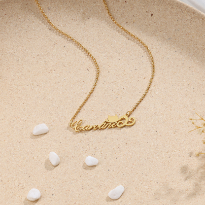 Personalised Cat Necklace Custom 1 Name Necklace Gift For Women-Jessemade AU