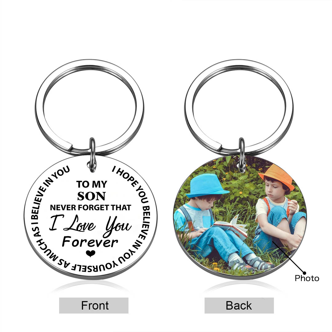 To My Son & Daughter Keyring Custom Photo Keychain "Never Forget That I Love You Forever" Personalised Gifts For Kids-Jessemade AU