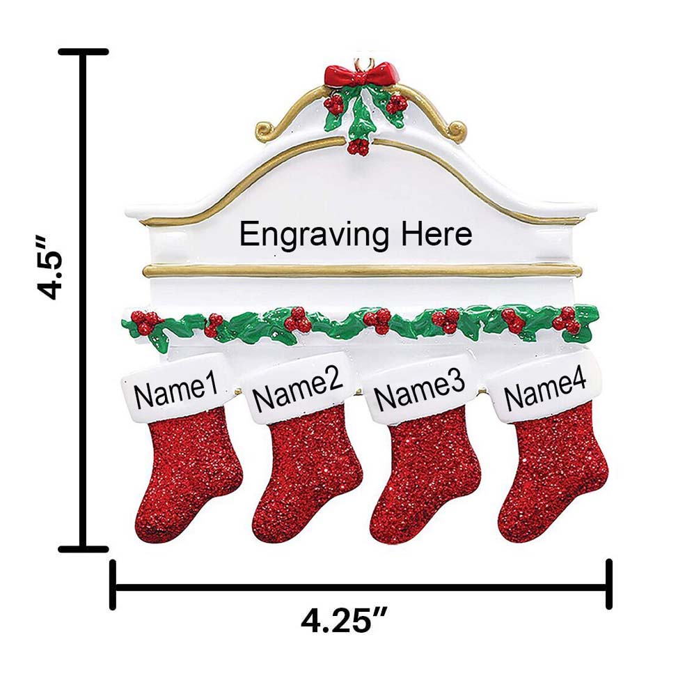 Personalised Red Stockings Ornament Custom 4 Names Gifts for Family-Jessemade AU