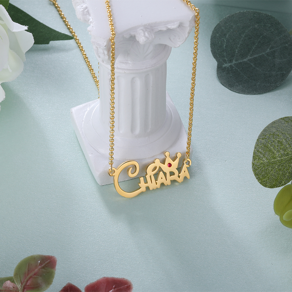 Personalised Crown Name Necklace Classic Jewelry Gift For Her-Jessemade AU