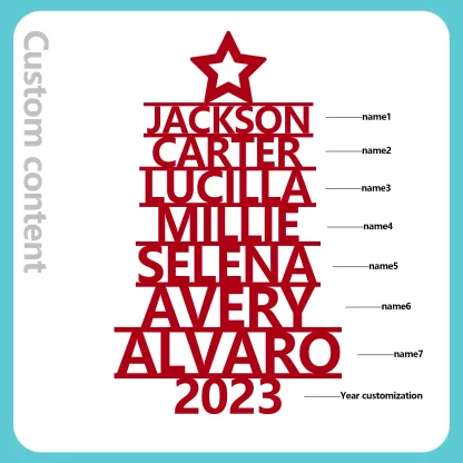 7 Names - Personalised Christmas Tree Ornaments Customised Name Xmas Wooden Decor Gifts for Family Friends-Jessemade AU
