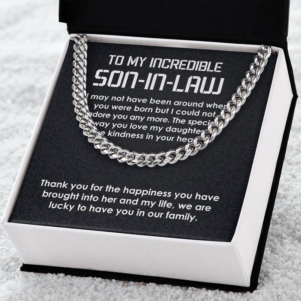 To My Incredible Son-In-Law Necklace Cuban Link Chain Necklace Gift Set - We Are Lucky To Have You In Our Family-Jessemade AU