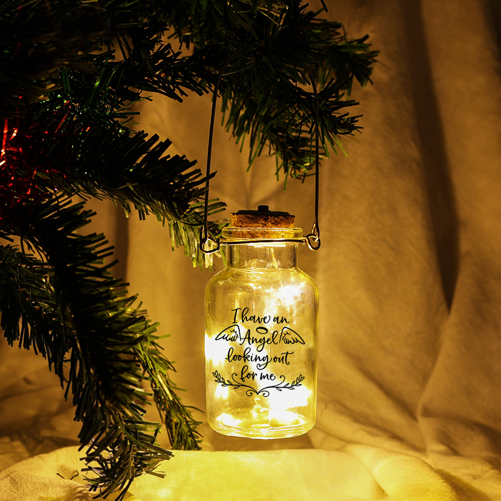 Memorial Jar Night Light "I Have An Angel Looking Out for Me"-Jessemade AU