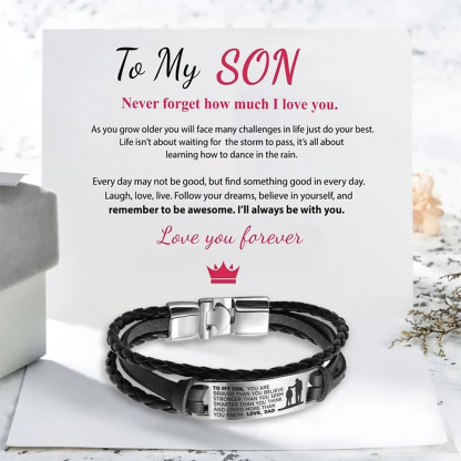 To My Son, You Are Braver Than You Believe Inspirational Bracelet Initial ID Bar Bangle Gifts For Men-Jessemade AU
