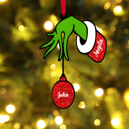 2 Names - Personalised Wooden Christmas Ornaments Customised Name Grinch Christmas Ornament Gifts for Family Friends-Jessemade AU