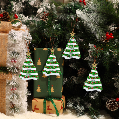 5 Names - Personalised Christmas Tree Ornament Customised Name Wooden Hanging Ornaments Christmas Gift for Family-Jessemade AU