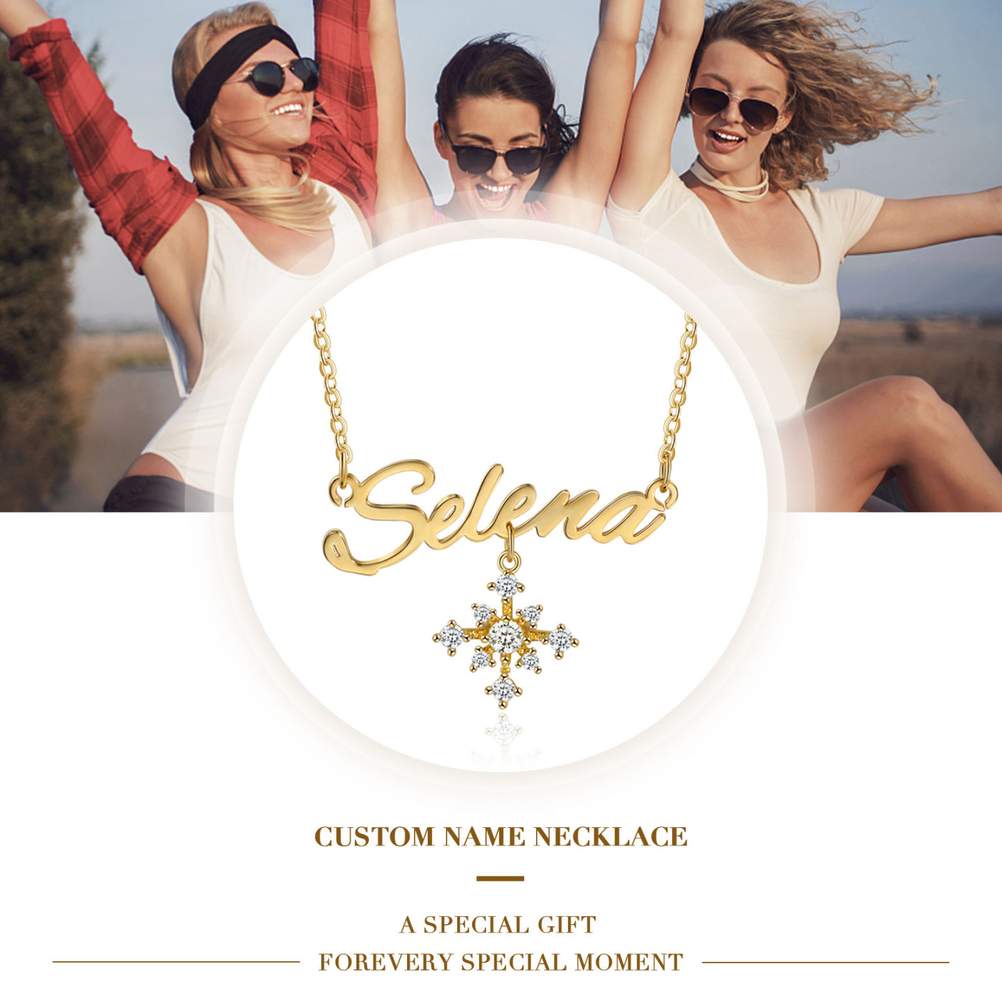 Personalised Snowflake Necklace Custom 1 Name Necklace Gift For Women-Jessemade AU