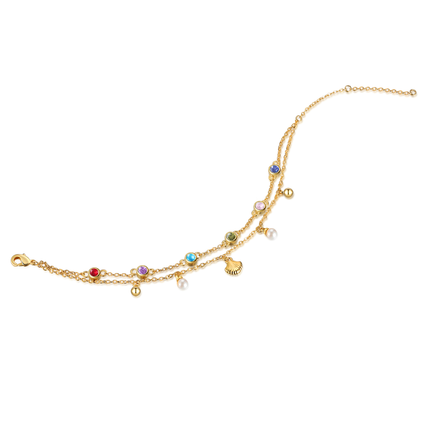 Personalised Women's Bracelet Custom 6 Birthstones Bracelet Gold Adjustable Bracelet Birthday Gift for Her-Jessemade AU