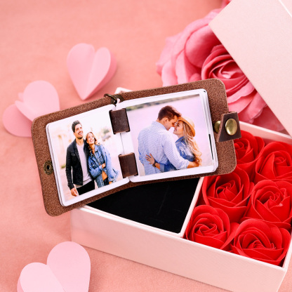 "Our Love Is Forever" Photo Album Keychain Custom 5 Photos Leather Keychain Romantic Gifts-Jessemade AU